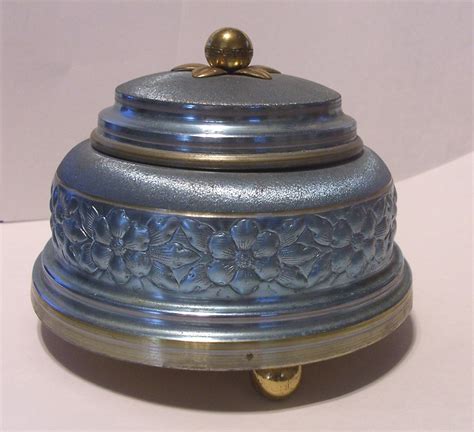 metal musical powder box|vintage face powder music box.